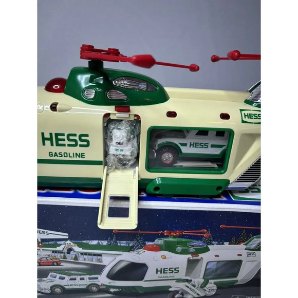 2001 Hess Truck, Helicopter With Motorcycle And Cruiser Brand New In Box - Picture 3 of 6